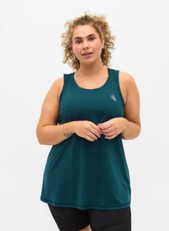 Plain-coloured Sports Top With Round Neck