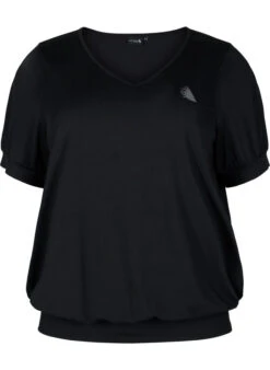 Plain Workout T-shirt With V-neck -Chic Soldes A00053N 0199 Front