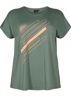 Short Sleeve Workout T-shirt With Print -Chic Soldes A00053Q 0907 Front