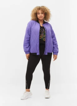 Bomber Jacket With Pockets And Glitter -Chic Soldes A00910B 0973 ModelFullBody