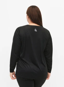 Long-sleeved Training Blouse With Reflective Details -Chic Soldes A01180A 0199 ModelBack