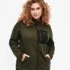 Sporty Fleece Jacket With Pockets -Chic Soldes A01196A 0787 ModelFront