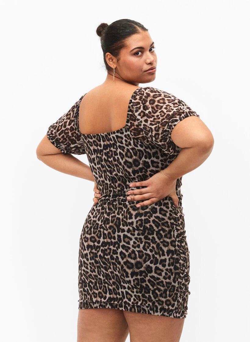 Short Mesh Dress With Leopard Print 5 Short Mesh Dress With Leopard Print – Image 3