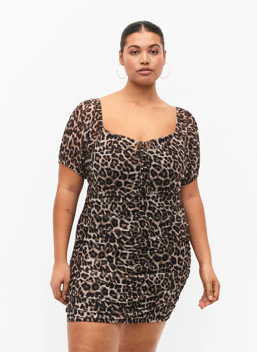 Short Mesh Dress With Leopard Print 4 Short Mesh Dress With Leopard Print – Image 2