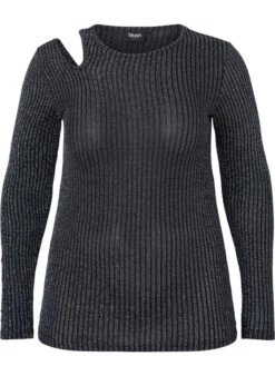 Long Sleeve Cut-out Blouse With Glitter -Chic Soldes BL7033A 0199 Front