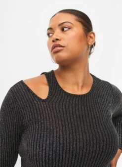 Long Sleeve Cut-out Dress With Glitter -Chic Soldes BL7033B 0199 ModelDetail1