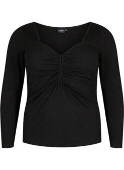 Ribbed Blouse With Hole Detail -Chic Soldes BL7038D 0199 Front