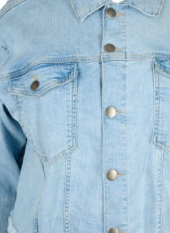 Short Denim Jacket With Distressing Details -Chic Soldes BL7077D 1025 Details1