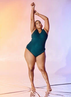 Swimsuit With Crepe Texture And Wrap Effect