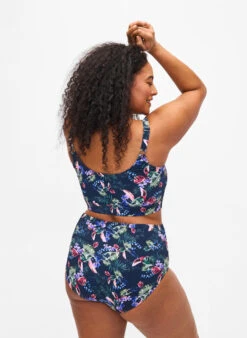 High-waisted Bikini Briefs With Print -Chic Soldes CA00661E 9998 ModelBack