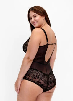 Bodystocking With Mesh And Lace -Chic Soldes CA00917A 0199 ModelBack