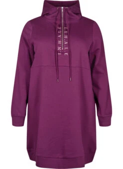 Sporty Sweatshirt Dress With Hood -Chic Soldes CA01205A 1793 Front