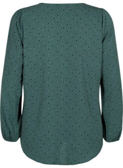 Zizzi Shirt Blouse With V-neck And Print -Chic Soldes CA02310V 9991 Back
