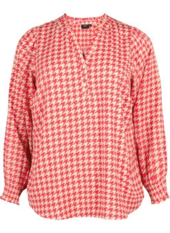 Zizzi Blouse With Smock And V-neckline -Chic Soldes CA02355F 0631 Front