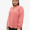 Zizzi Blouse With Smock And V-neckline -Chic Soldes CA02355F 0631 ModelFront
