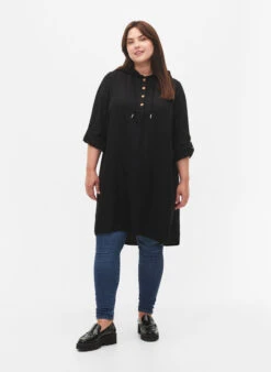 Zizzi Viscose Tunic With Hood -Chic Soldes CA02362B 0199 ModelFullBody