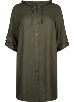Zizzi Shirt Dress In Viscose With Hood And 3/4 Sleeves -Chic Soldes CA02362E 2151 Front