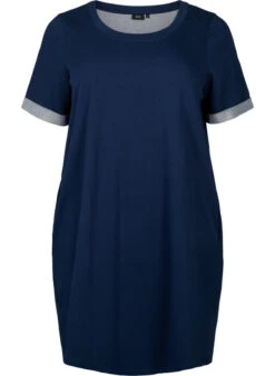 Zizzi Short-sleeved Sweat Dress With Pockets -Chic Soldes CA02363C 1475 Front