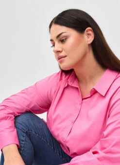 Zizzi Long-sleeved Shirt With High Cuffs -Chic Soldes CA02371A 0955 ModelDetail2