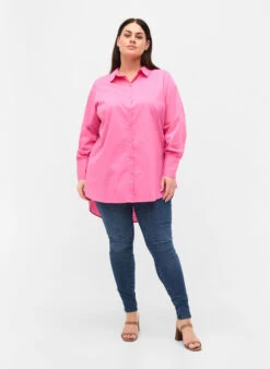 Zizzi Long-sleeved Shirt With High Cuffs -Chic Soldes CA02371A 0955 ModelFullBody