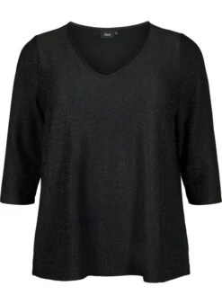 Zizzi Glitter Blouse With 3/4 Sleeves -Chic Soldes CA02376E 0199 Front