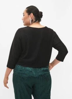 Zizzi Glitter Blouse With 3/4 Sleeves -Chic Soldes CA02376E 0199 ModelBack