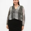 Zizzi Printed Blouse With V-neckline -Chic Soldes CA02379A 9990 ModelFront