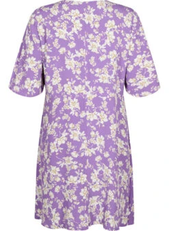 Zizzi Dress With 1/2 Sleeves And Floral Print In Viscose -Chic Soldes CA02380B 9990 Back