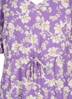Zizzi Dress With 1/2 Sleeves And Floral Print In Viscose -Chic Soldes CA02380B 9990 Details1