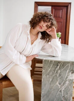 Zizzi Viscose Shirt Blouse With Ruffle Collar