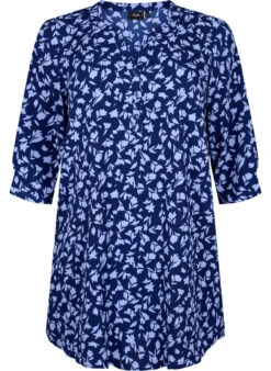 Zizzi Floral Tunic With 3/4 Sleeves -Chic Soldes CA02389A 8000 Front