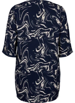 Zizzi Tunic With 3/4 Sleeves And Print -Chic Soldes CA02389A 8002 Back
