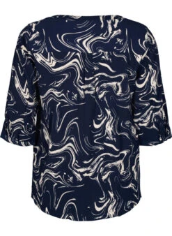 Zizzi Printed Blouse With 3/4 Sleeves -Chic Soldes CA02389B 8002 Back
