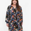 Zizzi Printed Dress With Drawstring At The Waist -Chic Soldes CA02389C 9993 ModelFront