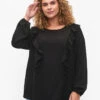 Zizzi Long Sleeve Blouse With Ruffles -Chic Soldes CA02389D 0199 ModelFront