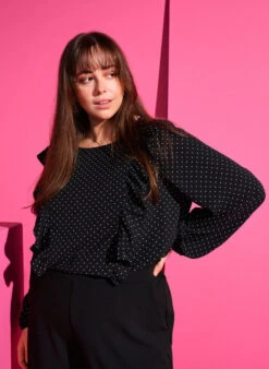 Zizzi Long Sleeved Blouse With Ruffles