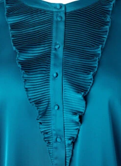 Zizzi Satin Shirt Blouse With Ruffle Details -Chic Soldes CA02394A 1566 Details1