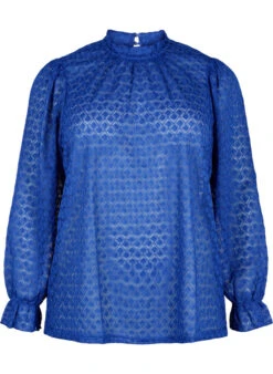 Zizzi Long-sleeved Blouse With Patterned Texture -Chic Soldes CA02395A 0320 Front