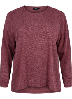 Zizzi Melange Blouse With Round Neck And Long Sleeves -Chic Soldes CA02405A 2121 Front