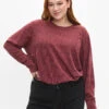 Zizzi Melange Blouse With Round Neck And Long Sleeves -Chic Soldes CA02405A 2121 ModelFront