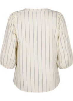 Zizzi 3/4 Sleeve Cotton Blouse With Stripes -Chic Soldes CA02408A 0348 Back