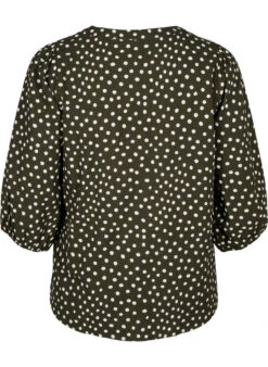 Zizzi 3/4 Sleeve Cotton Blouse With Polka Dots -Chic Soldes CA02408A 0787 Back