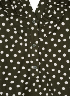 Zizzi 3/4 Sleeve Cotton Blouse With Polka Dots -Chic Soldes CA02408A 0787 Details1
