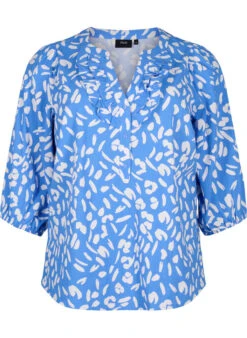 Zizzi 3/4 Sleeve Cotton Blouse With Print -Chic Soldes CA02408A 1435 Front