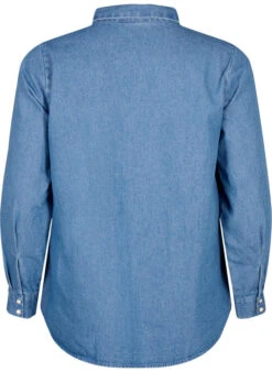 Zizzi Long Sleeve Denim Shirt With Chest Pocket -Chic Soldes CA02411A 1025 Back