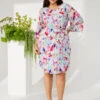Zizzi Printed Pleated Dress With Waist Tie -Chic Soldes CA06015A 9992 ImageFront
