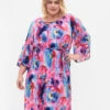 Zizzi Printed Pleated Dress With Tie String -Chic Soldes CA06015A 9994 ModelFront