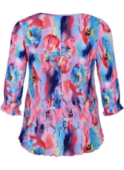 Zizzi Pleated Top With 3/4 Sleeves -Chic Soldes CA06015C 9994 Back