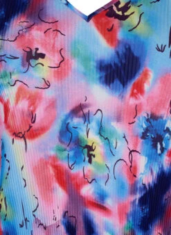 Zizzi Pleated Top With 3/4 Sleeves -Chic Soldes CA06015C 9994 Details1