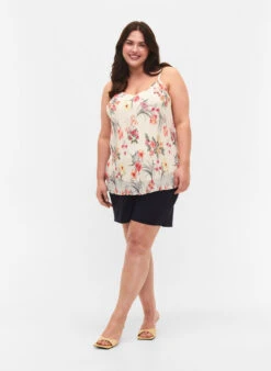 Zizzi Pleated Sleeveless Top -Chic Soldes CA06015F 9997 ModelFullBody